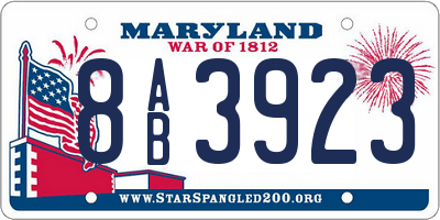 MD license plate 8AB3923