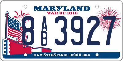 MD license plate 8AB3927