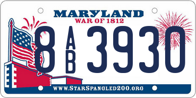 MD license plate 8AB3930