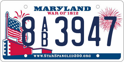 MD license plate 8AB3947