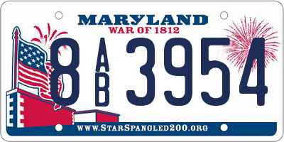 MD license plate 8AB3954