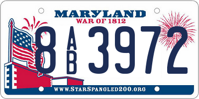 MD license plate 8AB3972