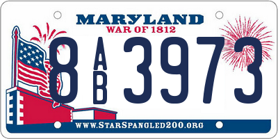 MD license plate 8AB3973