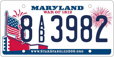 MD license plate 8AB3982