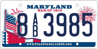MD license plate 8AB3985