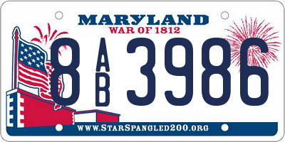 MD license plate 8AB3986