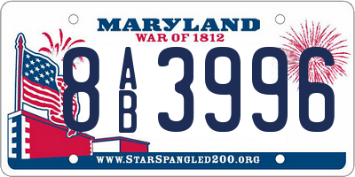 MD license plate 8AB3996
