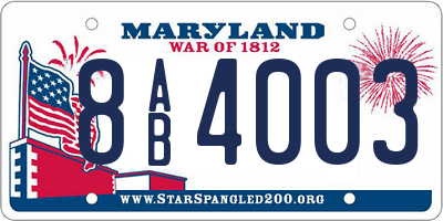 MD license plate 8AB4003