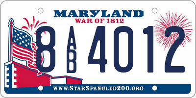 MD license plate 8AB4012
