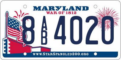 MD license plate 8AB4020