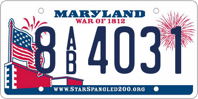 MD license plate 8AB4031