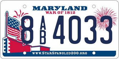 MD license plate 8AB4033