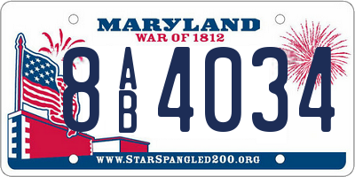 MD license plate 8AB4034