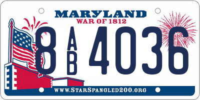 MD license plate 8AB4036