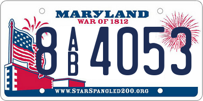 MD license plate 8AB4053