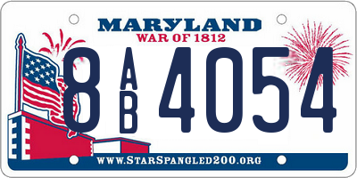 MD license plate 8AB4054