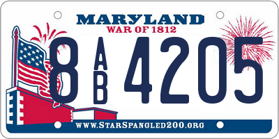 MD license plate 8AB4205