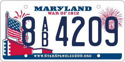 MD license plate 8AB4209