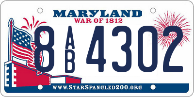MD license plate 8AB4302