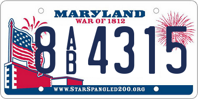 MD license plate 8AB4315