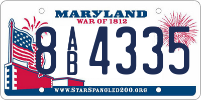 MD license plate 8AB4335