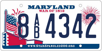 MD license plate 8AB4342