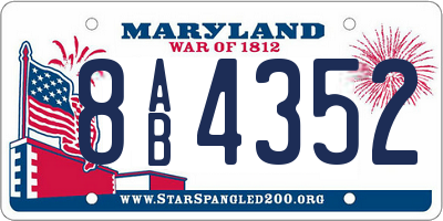 MD license plate 8AB4352