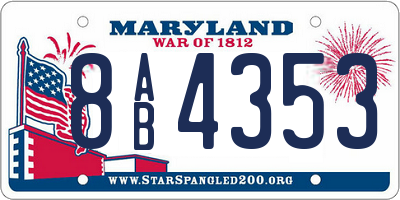 MD license plate 8AB4353