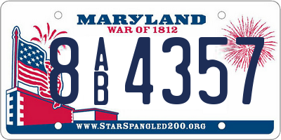 MD license plate 8AB4357
