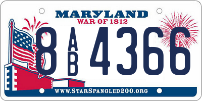 MD license plate 8AB4366