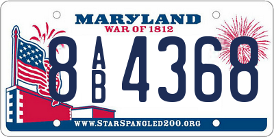 MD license plate 8AB4368