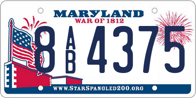 MD license plate 8AB4375