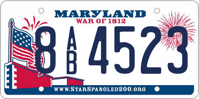 MD license plate 8AB4523