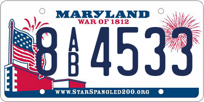 MD license plate 8AB4533