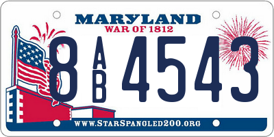 MD license plate 8AB4543