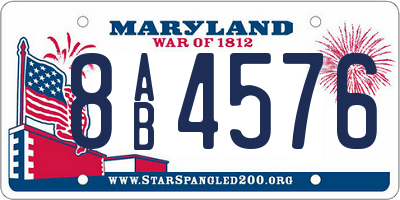 MD license plate 8AB4576