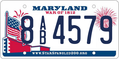 MD license plate 8AB4579