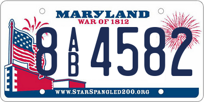 MD license plate 8AB4582