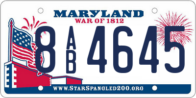 MD license plate 8AB4645