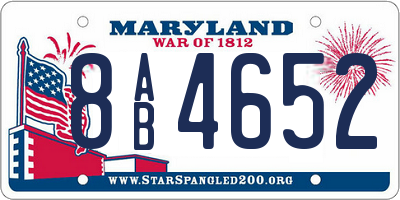 MD license plate 8AB4652