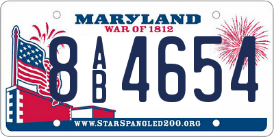 MD license plate 8AB4654