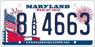 MD license plate 8AB4663