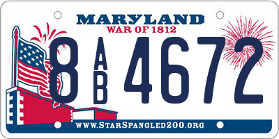 MD license plate 8AB4672