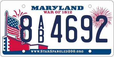 MD license plate 8AB4692