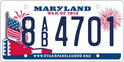 MD license plate 8AB4701