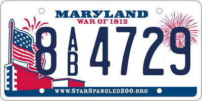 MD license plate 8AB4729