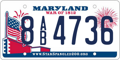 MD license plate 8AB4736