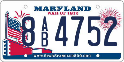 MD license plate 8AB4752