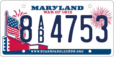 MD license plate 8AB4753