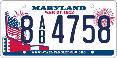 MD license plate 8AB4758